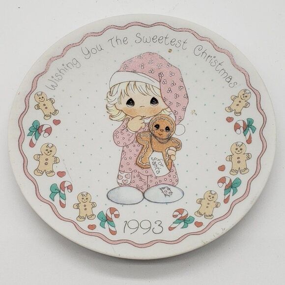 Precious Moments 1993 Wishing You The Sweetest Christmas Mini Decorative Plate - Picture 2 of 10